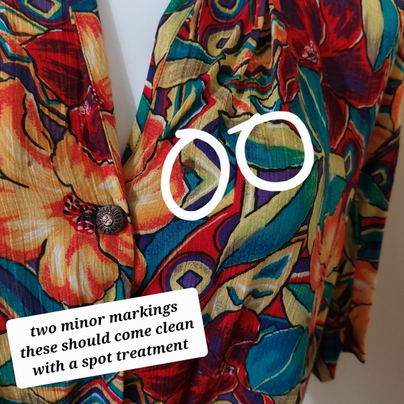 Vintage 80s Maggie McNaughton Plus Size 20W Colorful Hawaiian Floral Flowy Top - Picture 7 of 11